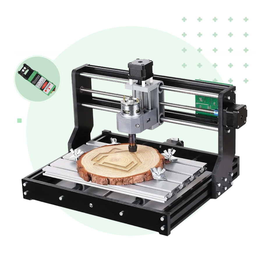 YoraHome  3018-Pro CNC router carving machine with laser module is compact and versatile for home use.