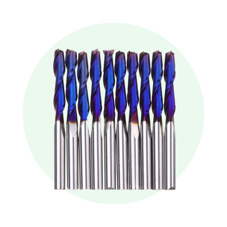 YoraHome CNC Shank Blue Coated Flat Nose Bits (10 Pcs)