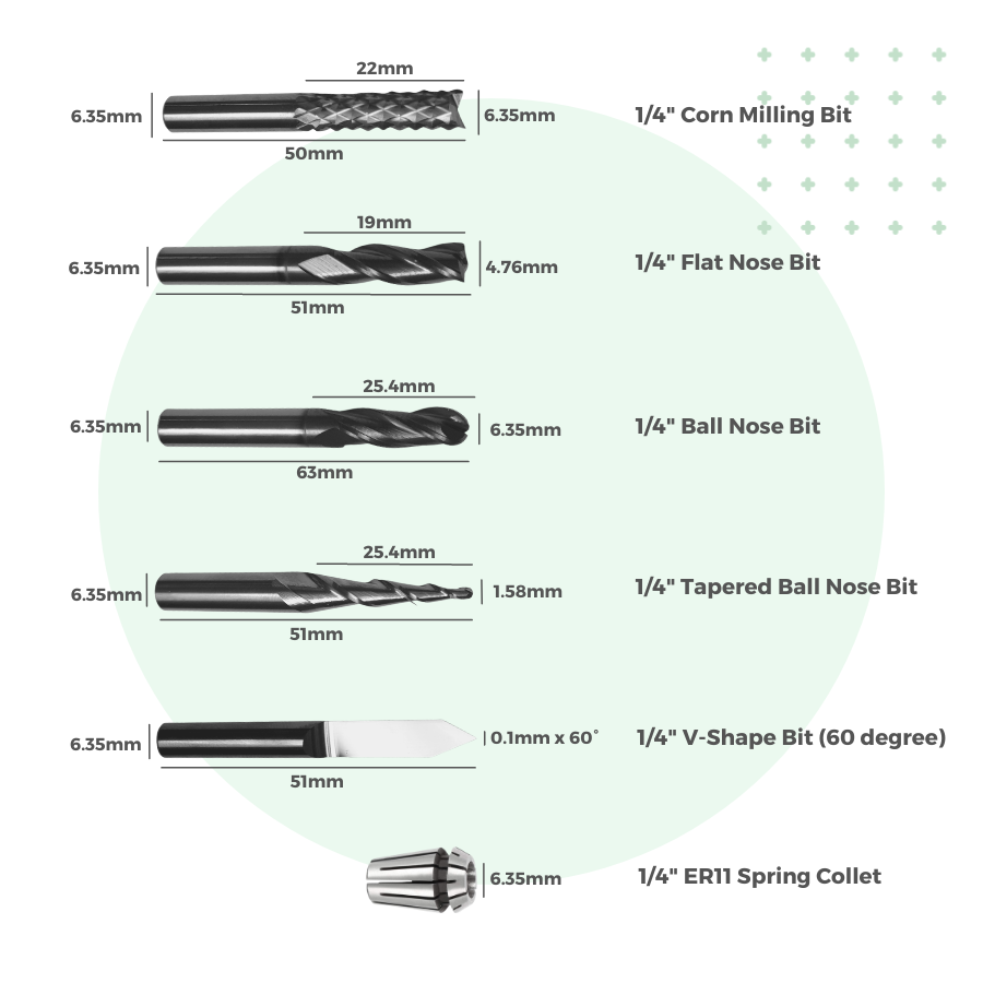 YoraHome 1/4" Router Bits Kit (With 1/4" ER11 Collet)