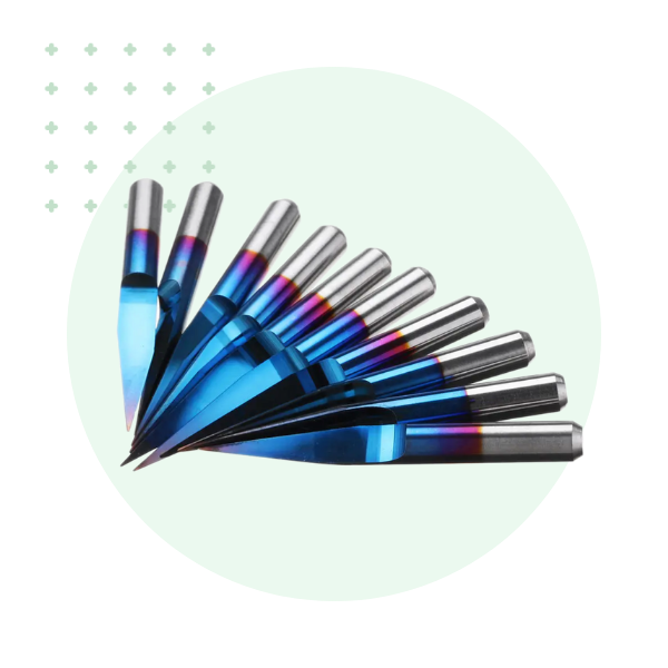 YoraHome CNC Shank Blue Coated V-Shape Bits (10 Pcs)