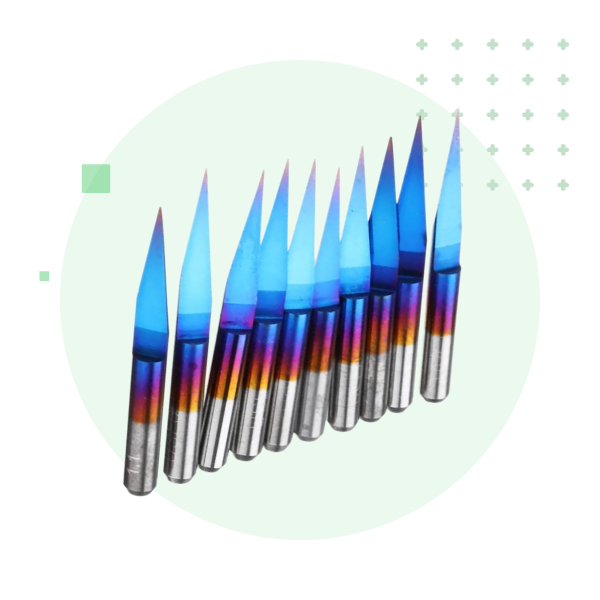 YoraHome CNC Shank Blue Coated V-Shape Bits (10 Pcs)